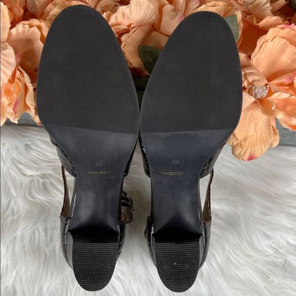 Calico Croc Embossed Leather Heeled Loafer Size 8 - Picture 8 of 11